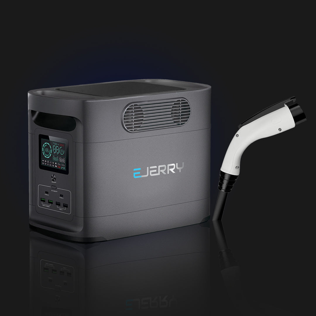 EJerry Portable EV Charger with EV Gun - Black