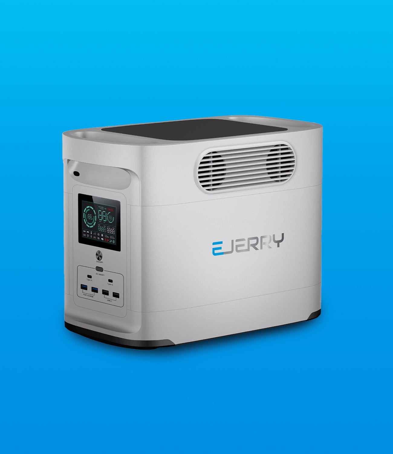 White EV Charger Product Photo with blue background